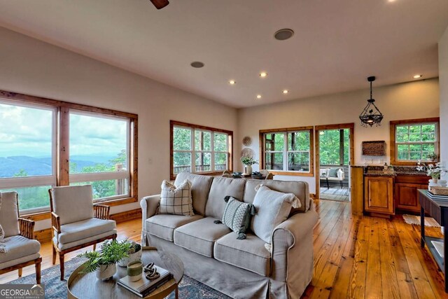 990 Hickory Nut Mountain Rd, Tallulah Falls, GA 30573 - living room featuring light wood-style floors and recessed lighting