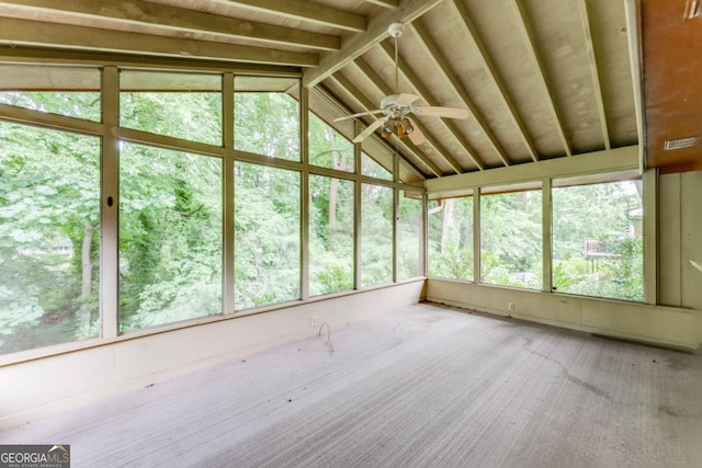 4714 Darlene Way, Tucker, GA 30084 - unfurnished sunroom featuring lofted ceiling and a ceiling fan