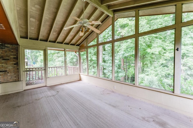 4714 Darlene Way, Tucker, GA 30084 - unfurnished sunroom with ceiling fan and lofted ceiling