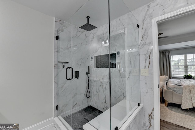 2410 Melton Common Dr, Dacula, GA 30019 - ensuite bathroom with marble finish floors and a marble finish shower