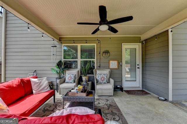 2410 Melton Common Dr, Dacula, GA 30019 - view of patio featuring an outdoor hangout area and a ceiling fan