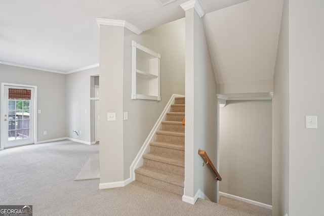 11302 Musette Cir, Alpharetta, GA 30009 - stairway with carpet and ornamental molding