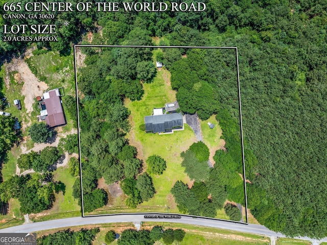 665 Center Of The World Rd, Canon, GA 30520 - aerial view of property's location featuring property boundaries highlighted