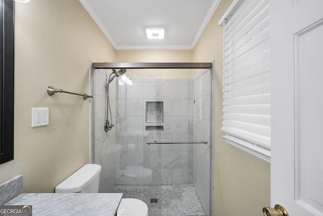 105 Skyline Dr, Barnesville, GA 30204 - full bathroom with a shower stall, ornamental molding, and vanity
