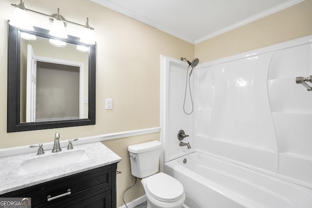 105 Skyline Dr, Barnesville, GA 30204 - bathroom featuring ornamental molding, vanity, and washtub / shower combination
