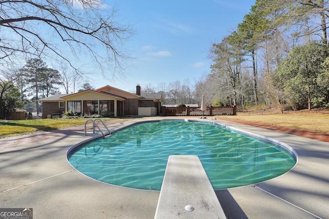 105 Skyline Dr, Barnesville, GA 30204 - outdoor pool with a diving board and a patio