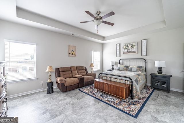 107 Topaz St, Calhoun, GA 30701 - bedroom with a tray ceiling and a ceiling fan