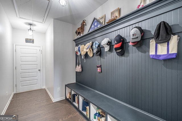 107 Topaz St, Calhoun, GA 30701 - mudroom featuring attic access and wood finished floors