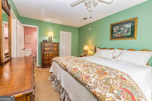 44 Twiggs Cor, Peachtree City, GA 30269 - bedroom with a closet, carpet flooring, and a ceiling fan