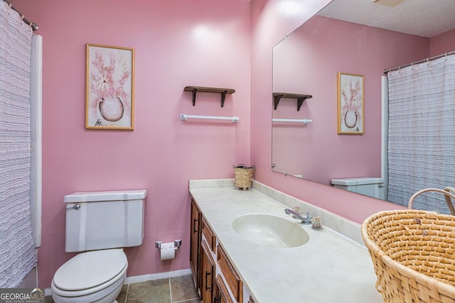 44 Twiggs Cor, Peachtree City, GA 30269 - bathroom featuring vanity, tile patterned flooring, and a shower with curtain