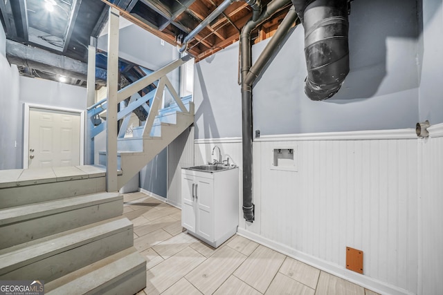 2511 Due W Cir NW, Kennesaw, GA 30152 - below grade area with stairway and a wainscoted wall