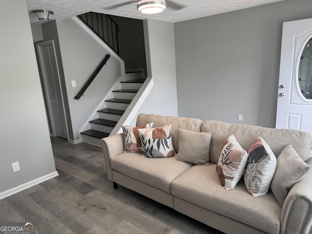 501 Carlton Rd Unit 3-D, Palmetto, GA 30268 - living area with wood finished floors, a textured ceiling, and stairway