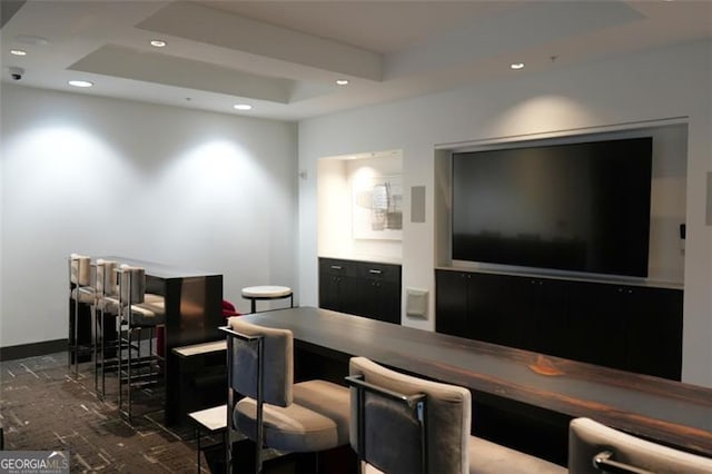400 Peachtree St Unit 3412, Atlanta, GA 30308 - home theater room featuring a raised ceiling and recessed lighting