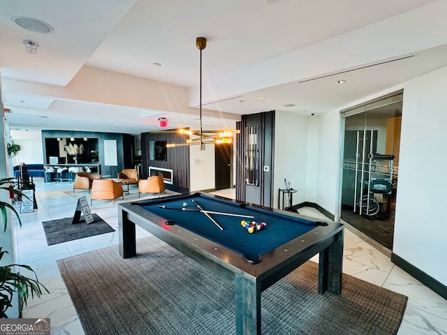 400 Peachtree St Unit 3412, Atlanta, GA 30308 - rec room featuring light marble finish flooring and billiards table
