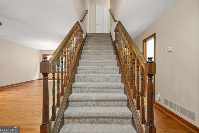 4211 Burnt Hickory Rd NW, Marietta, GA 30064 - stairway with wood finished floors and baseboards