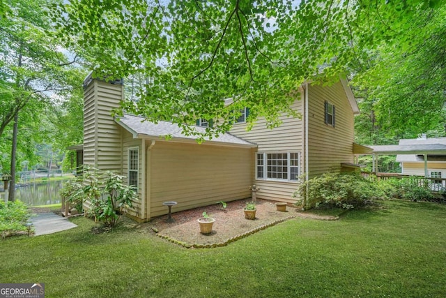 4211 Burnt Hickory Rd NW, Marietta, GA 30064 - rear view of house featuring a chimney and a water view