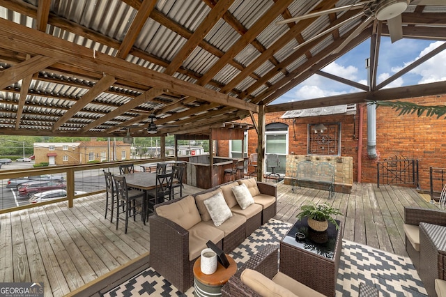 113 N Jefferson Ave, Eatonton, GA 31024 - deck with a ceiling fan and an outdoor living space