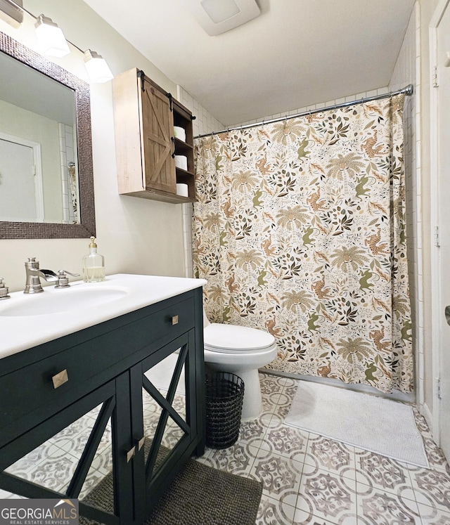 1202 Countryside Pl SE, Smyrna, GA 30080 - full bathroom with vanity, a shower with curtain, and tile patterned floors