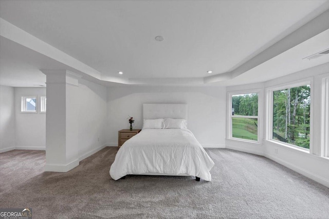 612 Michigan Cir, Hoschton, GA 30548 - carpeted bedroom featuring a raised ceiling and recessed lighting