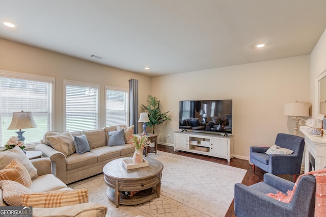 6841 Lancaster Xing, Flowery Branch, GA 30542 - living room featuring wood finished floors and recessed lighting