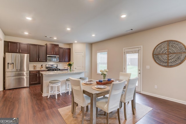 6841 Lancaster Xing, Flowery Branch, GA 30542 - dining area with dark wood-style floors and recessed lighting