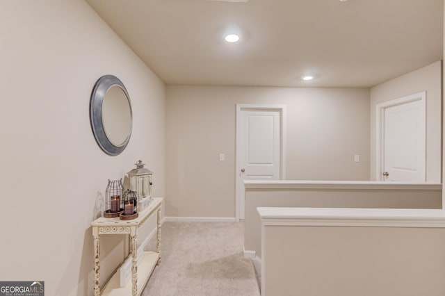6841 Lancaster Xing, Flowery Branch, GA 30542 - hallway with light colored carpet and recessed lighting