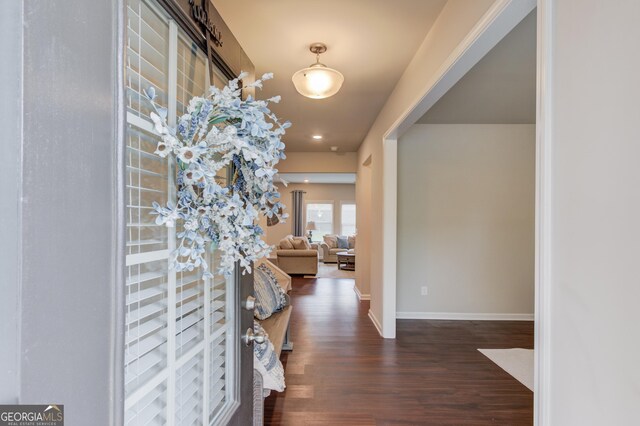 6841 Lancaster Xing, Flowery Branch, GA 30542 - entryway with wood finished floors and recessed lighting