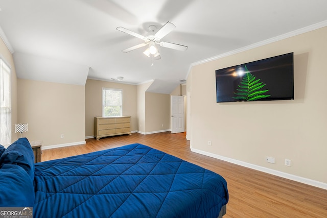 733 Miller Run, Atlanta, GA 30349 - bedroom with ornamental molding, wood finished floors, and a ceiling fan