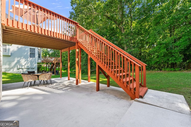 733 Miller Run, Atlanta, GA 30349 - view of patio / terrace featuring stairs and a wooden deck
