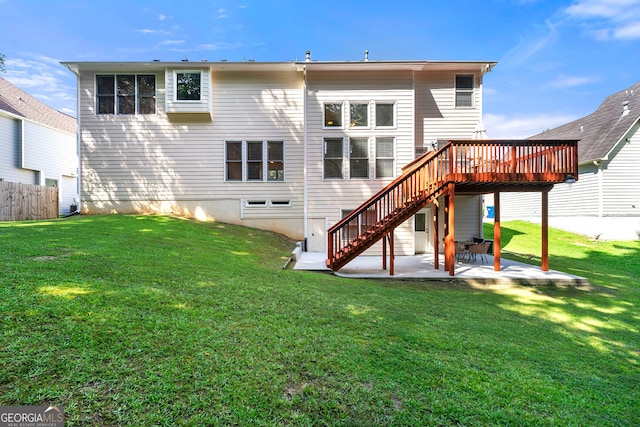 733 Miller Run, Atlanta, GA 30349 - rear view of house with stairs, a patio, and a deck