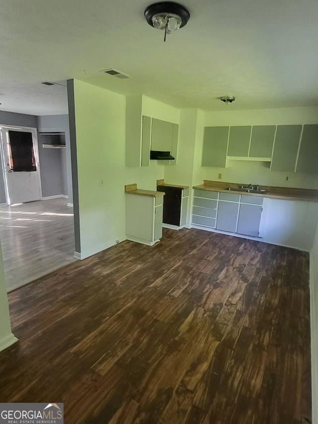 4274 W Oak Dr, Macon, GA 31210 - unfurnished living room featuring dark wood-style flooring and a sink