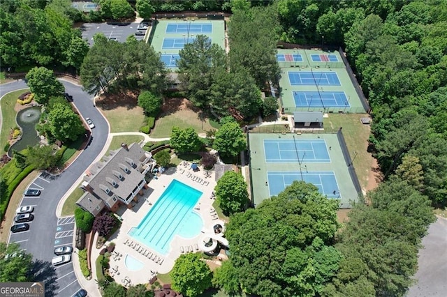 4742 Legacy Cove Ln, Smyrna, GA 30126 - aerial view of property and surrounding area featuring a pool