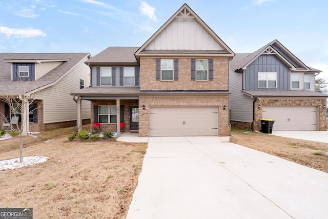2277 Church St, Hampton, GA 30228 - craftsman-style house featuring board and batten siding, brick siding, a garage, and driveway