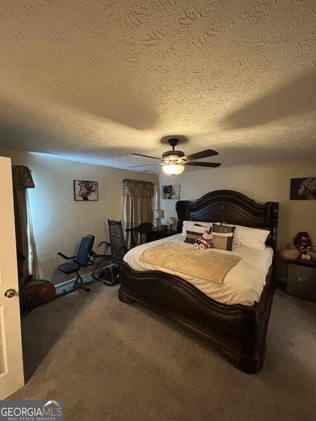 110 Waverly Way, Lagrange, GA 30240 - carpeted bedroom with a textured ceiling and a ceiling fan