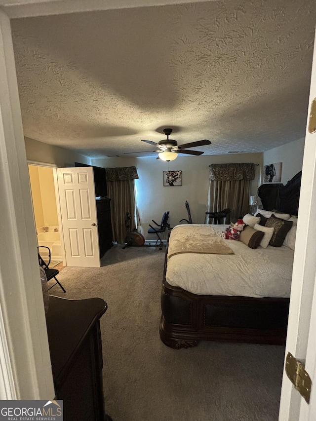 110 Waverly Way, Lagrange, GA 30240 - carpeted bedroom featuring a ceiling fan and a textured ceiling