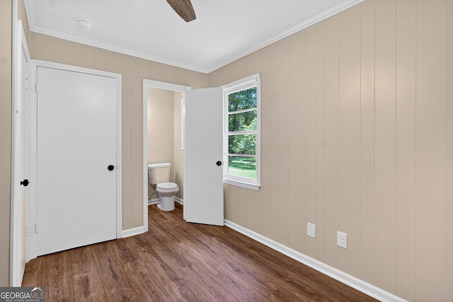 116 Preston Pl, Lagrange, GA 30241 - unfurnished bedroom with ornamental molding, wood finished floors, and a ceiling fan