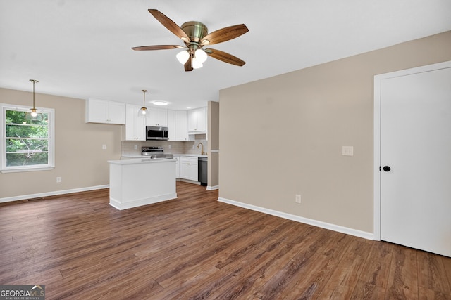 116 Preston Pl, Lagrange, GA 30241 - unfurnished living room with dark wood-type flooring and ceiling fan