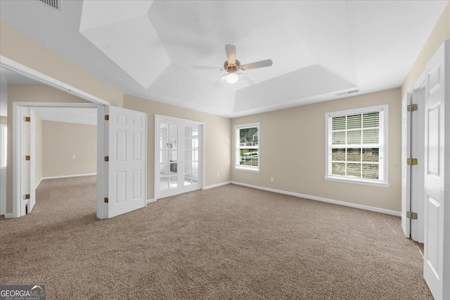3559 Reservoir Pass, Acworth, GA 30101 - unfurnished bedroom with a raised ceiling, carpet, and ceiling fan