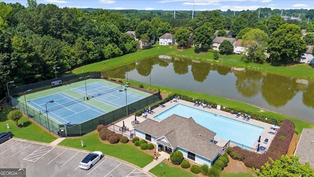3559 Reservoir Pass, Acworth, GA 30101 - drone / aerial view of a pool area and a large body of water