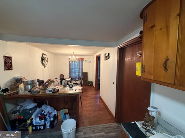 4510 Browns Bridge Rd, Gainesville, GA 30504 - office space with a chandelier and dark wood finished floors
