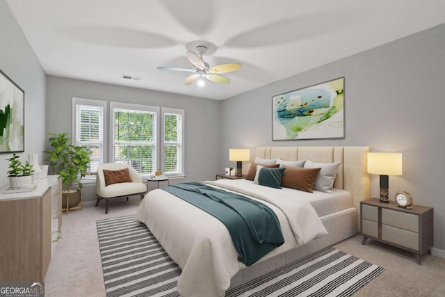 950 Mill Creek Ave, Canton, GA 30115 - bedroom with light colored carpet and a ceiling fan