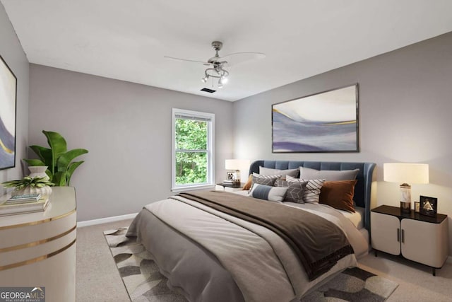 950 Mill Creek Ave, Canton, GA 30115 - bedroom with light carpet and ceiling fan