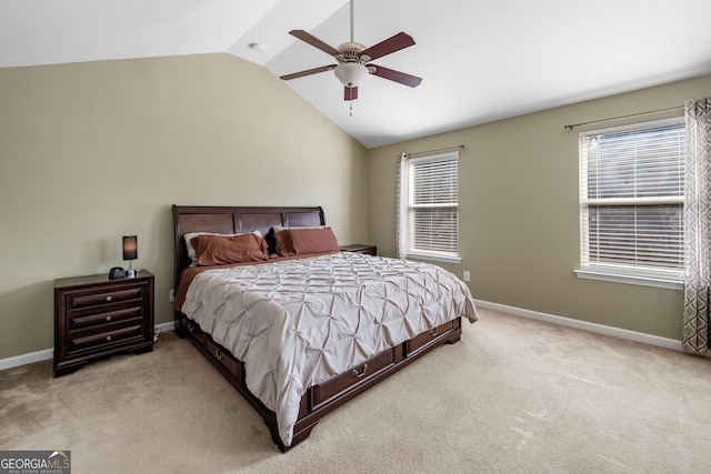 305 Hidden Creek Ln, Canton, GA 30114 - carpeted bedroom with lofted ceiling, multiple windows, and ceiling fan