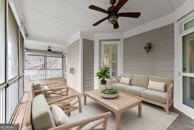 3311 Marina View Way, Gainesville, GA 30506 - sunroom with ceiling fan and an outdoor living space