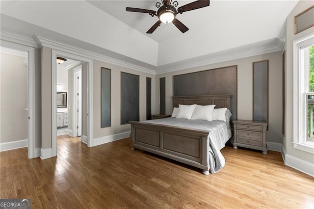 3311 Marina View Way, Gainesville, GA 30506 - bedroom with wood finished floors, ceiling fan, and ornamental molding