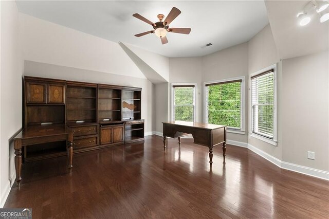 3311 Marina View Way, Gainesville, GA 30506 - unfurnished office featuring dark wood-type flooring and a ceiling fan