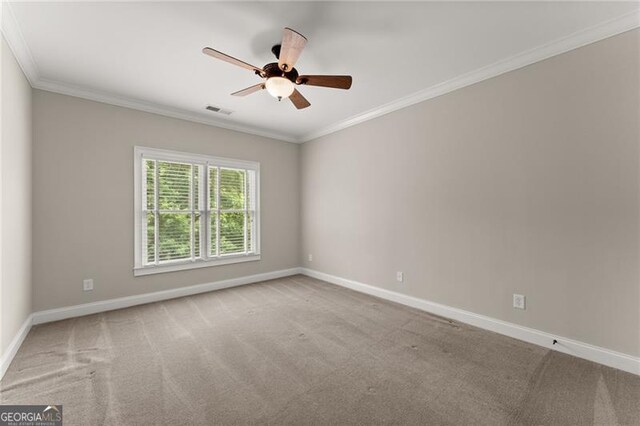 3311 Marina View Way, Gainesville, GA 30506 - carpeted spare room featuring crown molding and ceiling fan