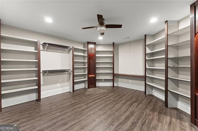 3311 Marina View Way, Gainesville, GA 30506 - walk in closet with dark wood-style floors and ceiling fan