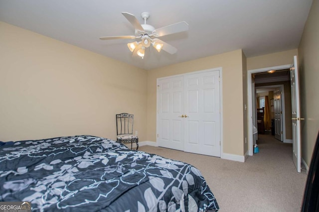 204 Pinehurst Way, Carrollton, GA 30116 - carpeted bedroom featuring a closet and a ceiling fan