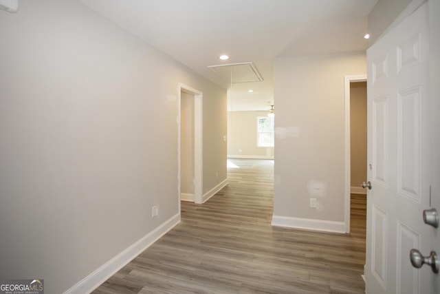 266 Patillo Rd, Jackson, GA 30233 - corridor featuring attic access, light wood finished floors, and recessed lighting